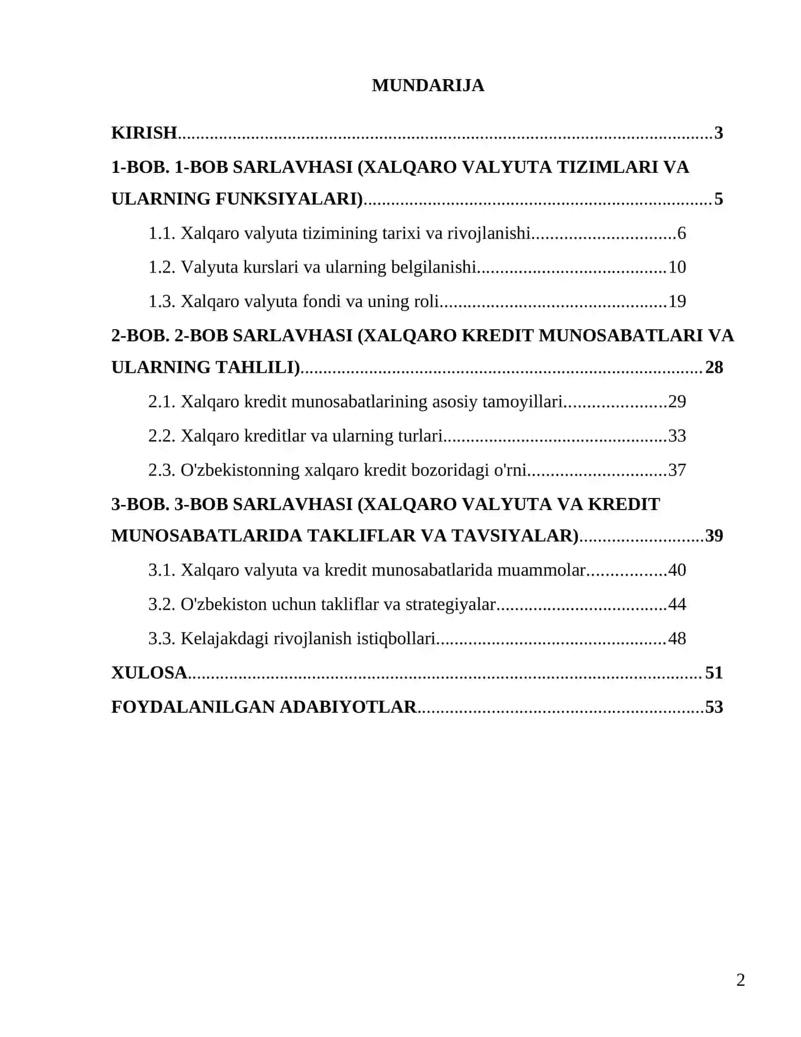 Xalqaro valyuta va kredit munosabatlari 2