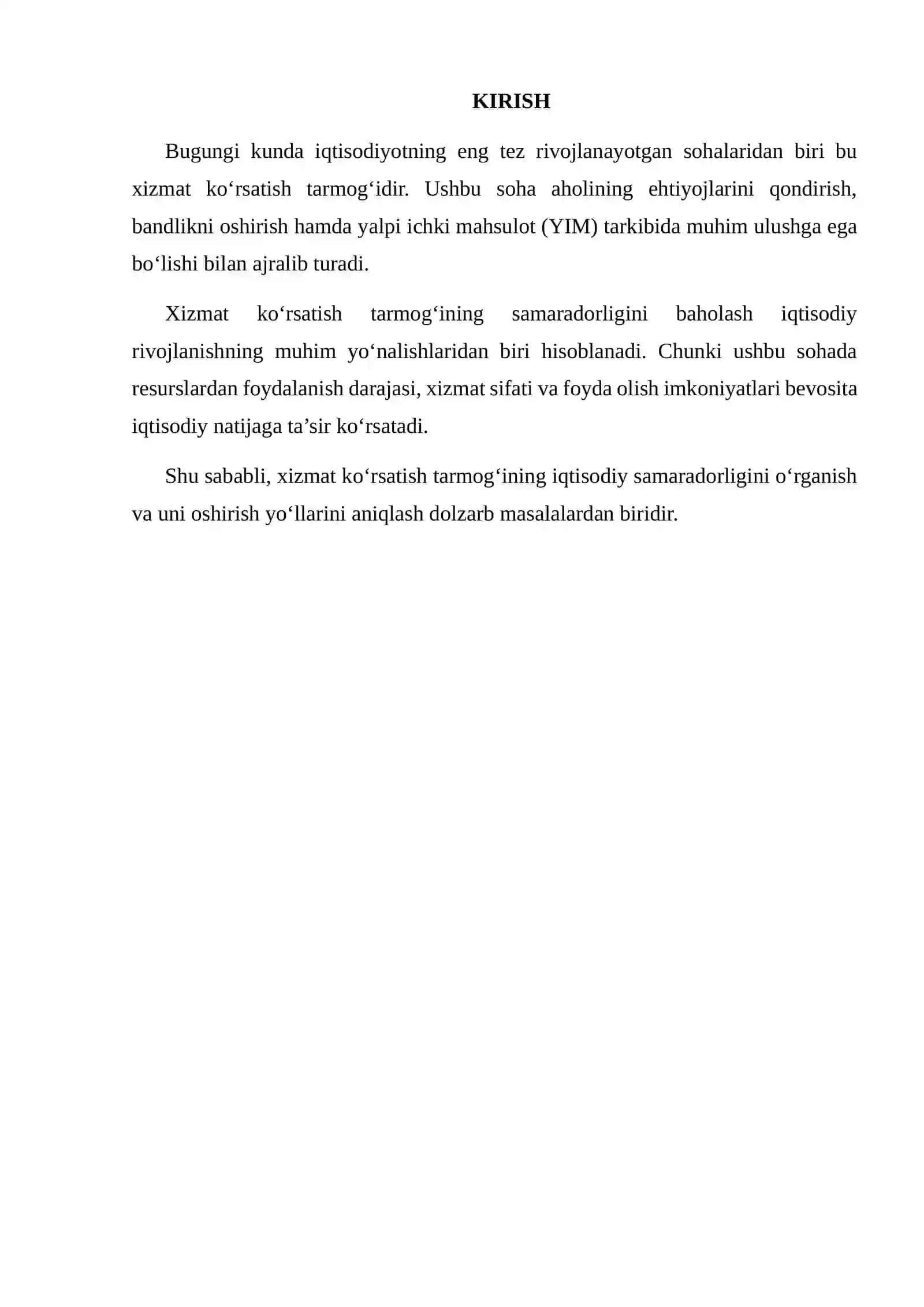 XIZMAT KO‘RSATISH TARMOG‘INING IQTISODIY SAMARADORLIGINI BAHOLASH 2