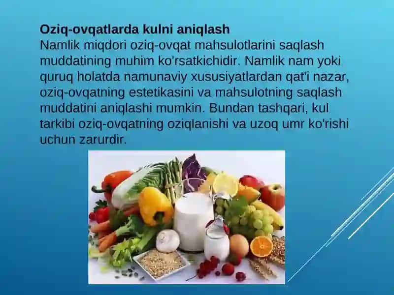 Oziq–ovqat  tarkibidagi kul miqdorini aniqlash 2