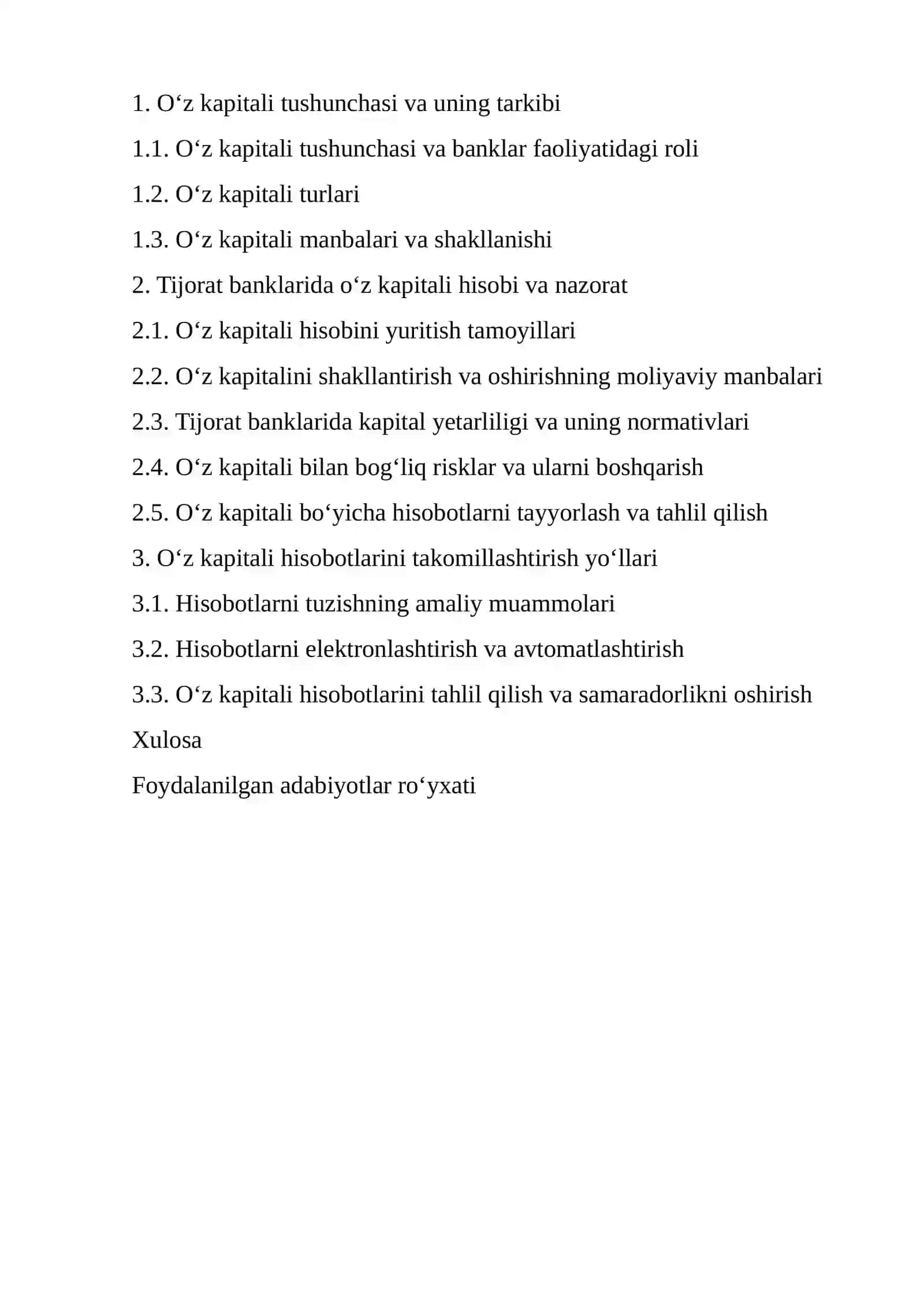 TIJORAT BANKLARIDA O'Z KAPITALI TOG'RISIDAGI HISOBOTLARNI TUZISH 2