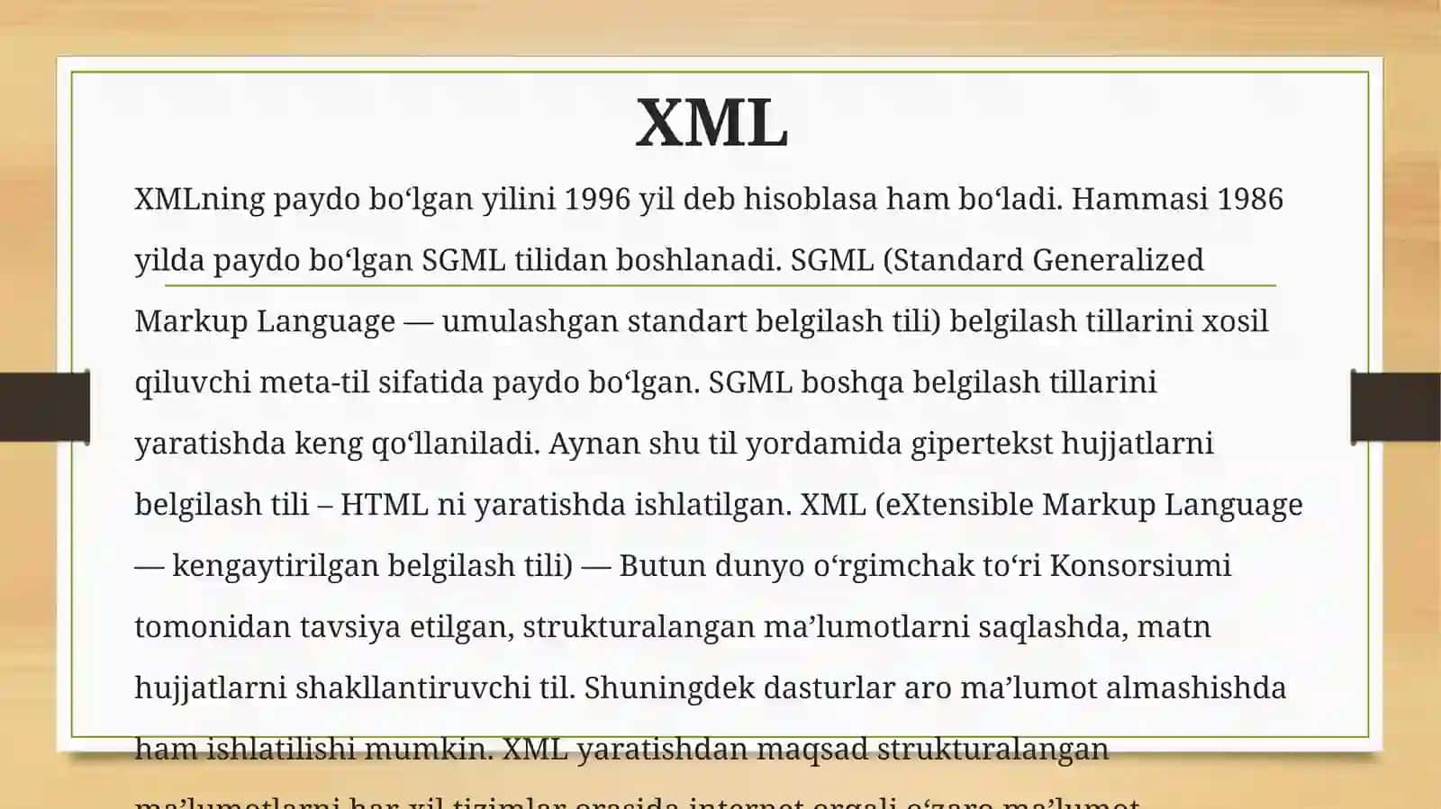 XMLda ma’lumotlar bazasini tasvirlash 2