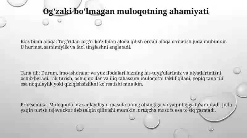 Bizness Muloqotning Noverbal Vositalari 2