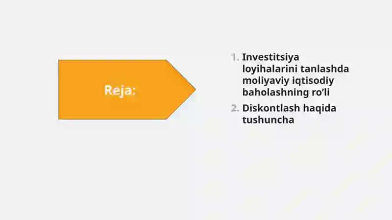 Investitsiya loyihalarini moliyaviy iqtisodiy baholashning asosiy usullari 2