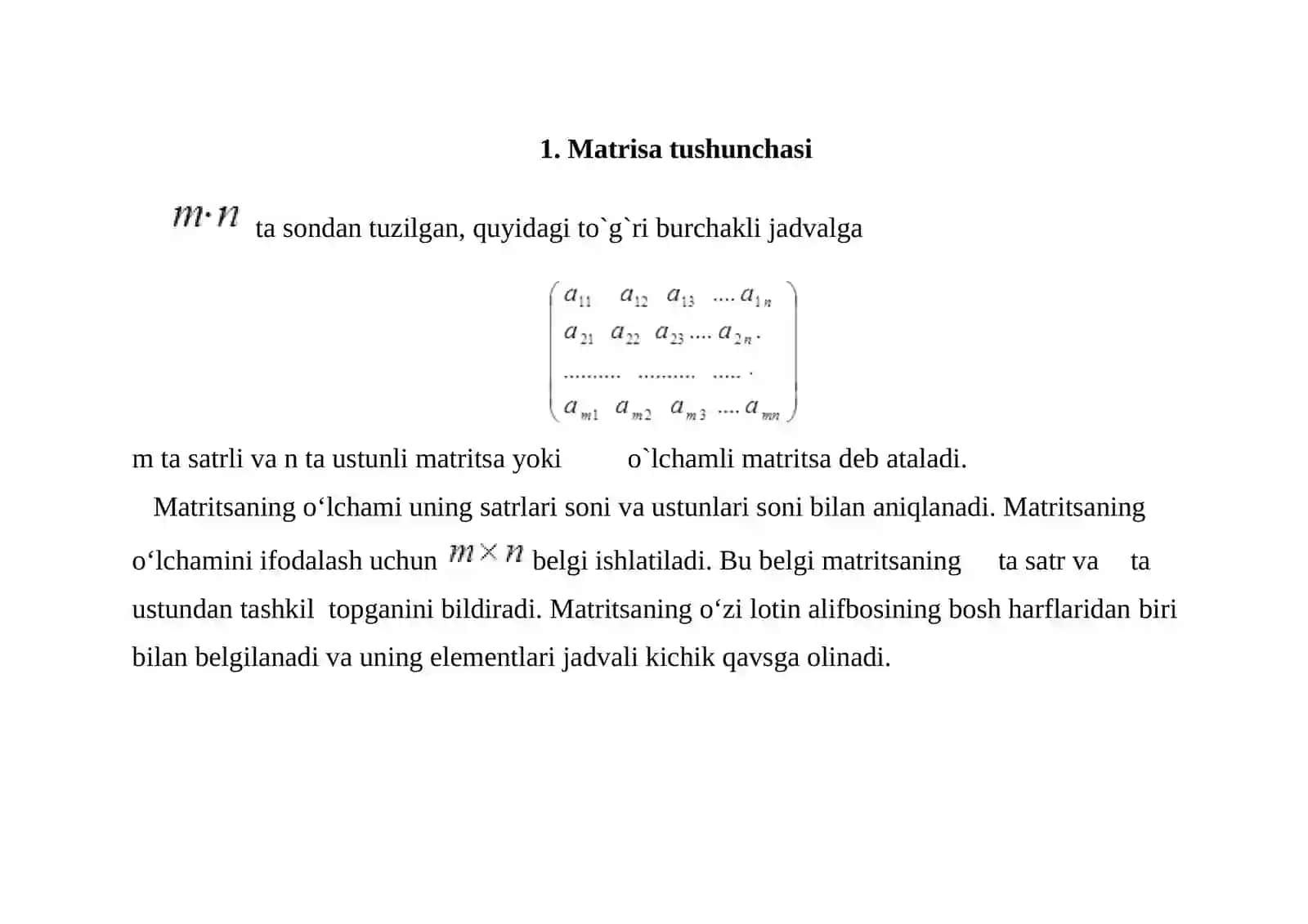 Matritsa va uning ustida amallar 2