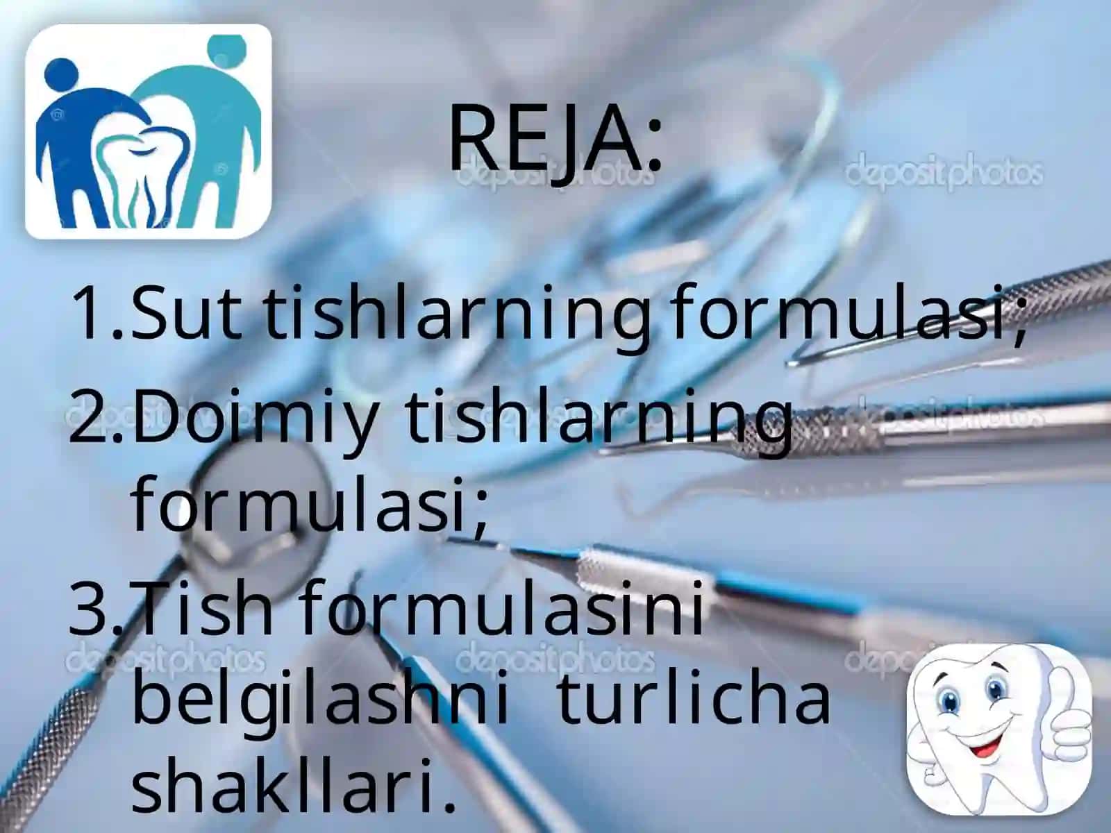 Sut va doimiy tishlarning anatomik, klinik va eng yangi formulalari (slayd/ mustaqil ish/ taqdimot/ prezintatsiya) 2