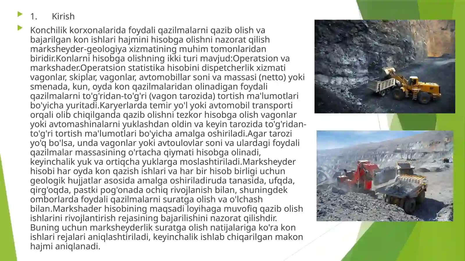 Tog’jinslarinialohidaishlabchiqarishsistemasi elementlariniparametrlarini hisoblash 2