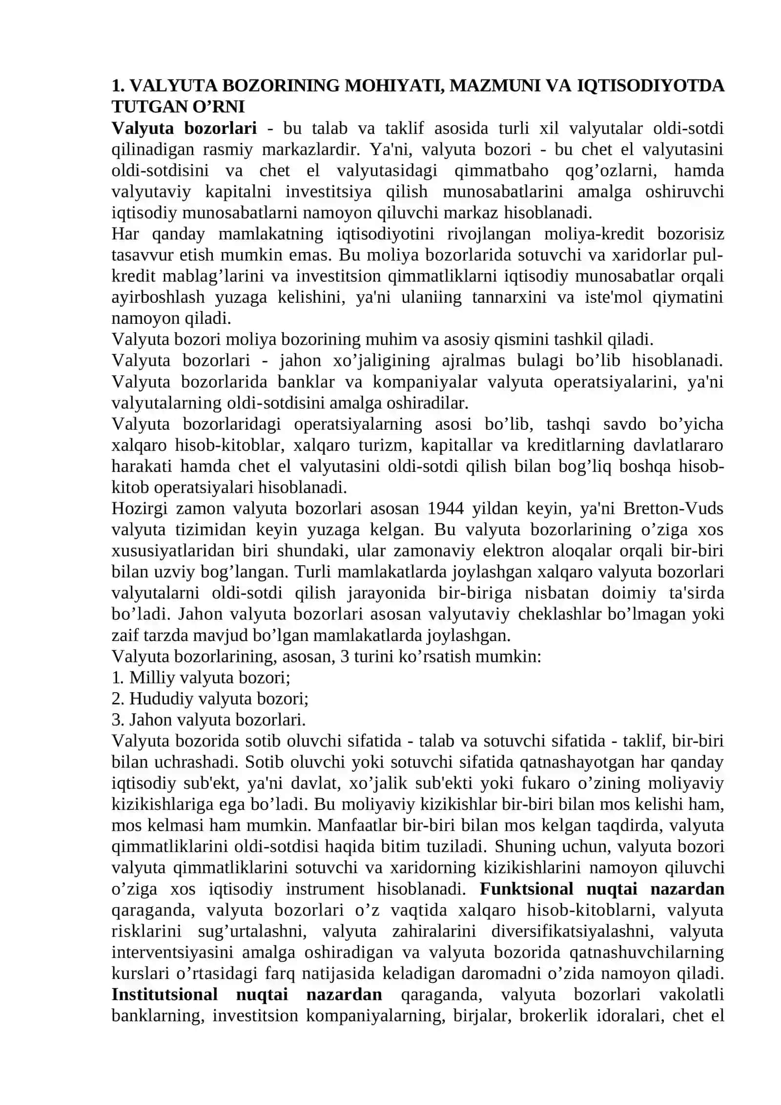Xalqaro valyuta munosabatlari 2