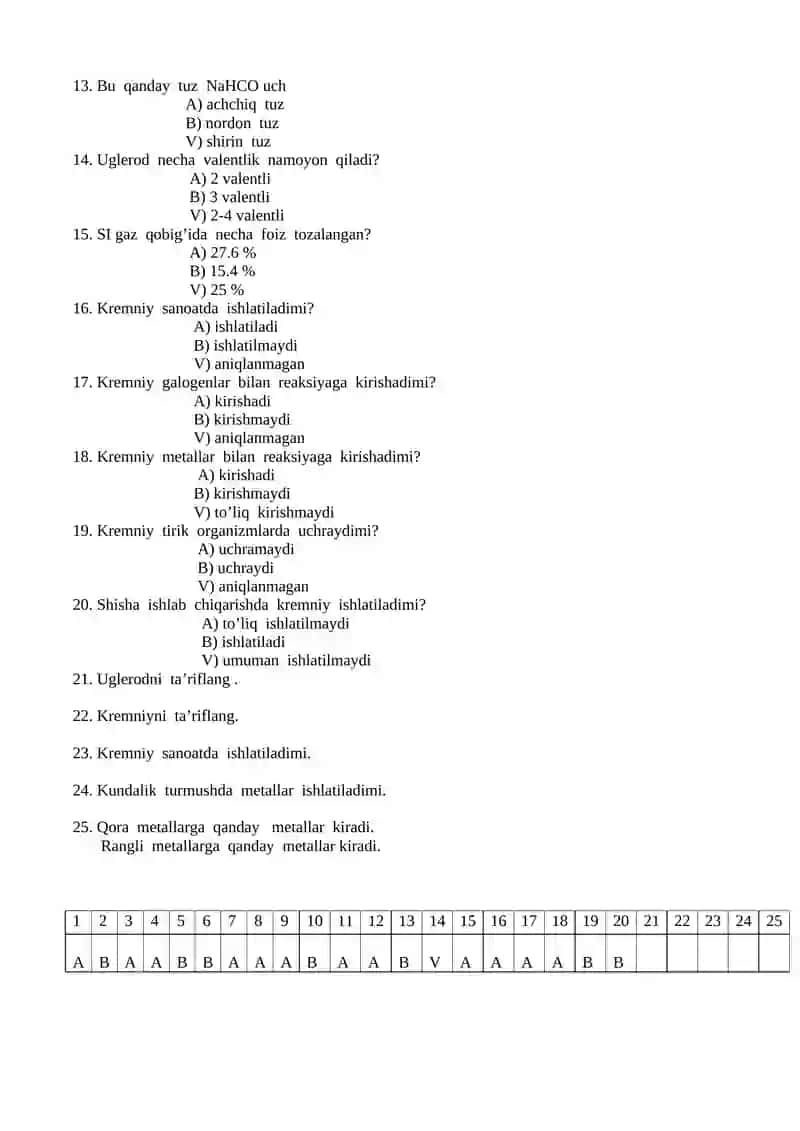 9-Sinf test savollari 2