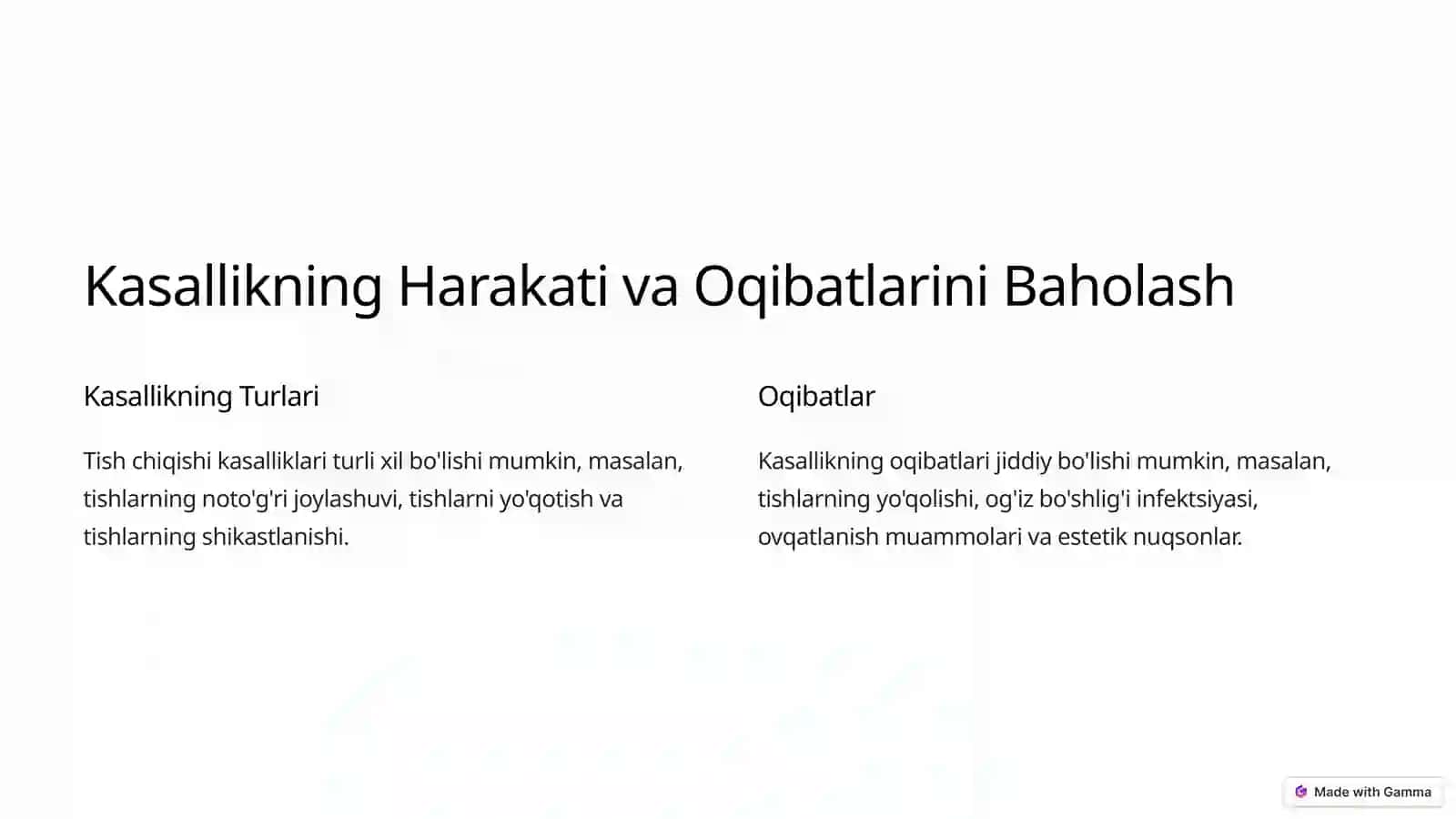 Tish Chiqishi Kasalliklarida Davolash Taktikasini Tanlash 2