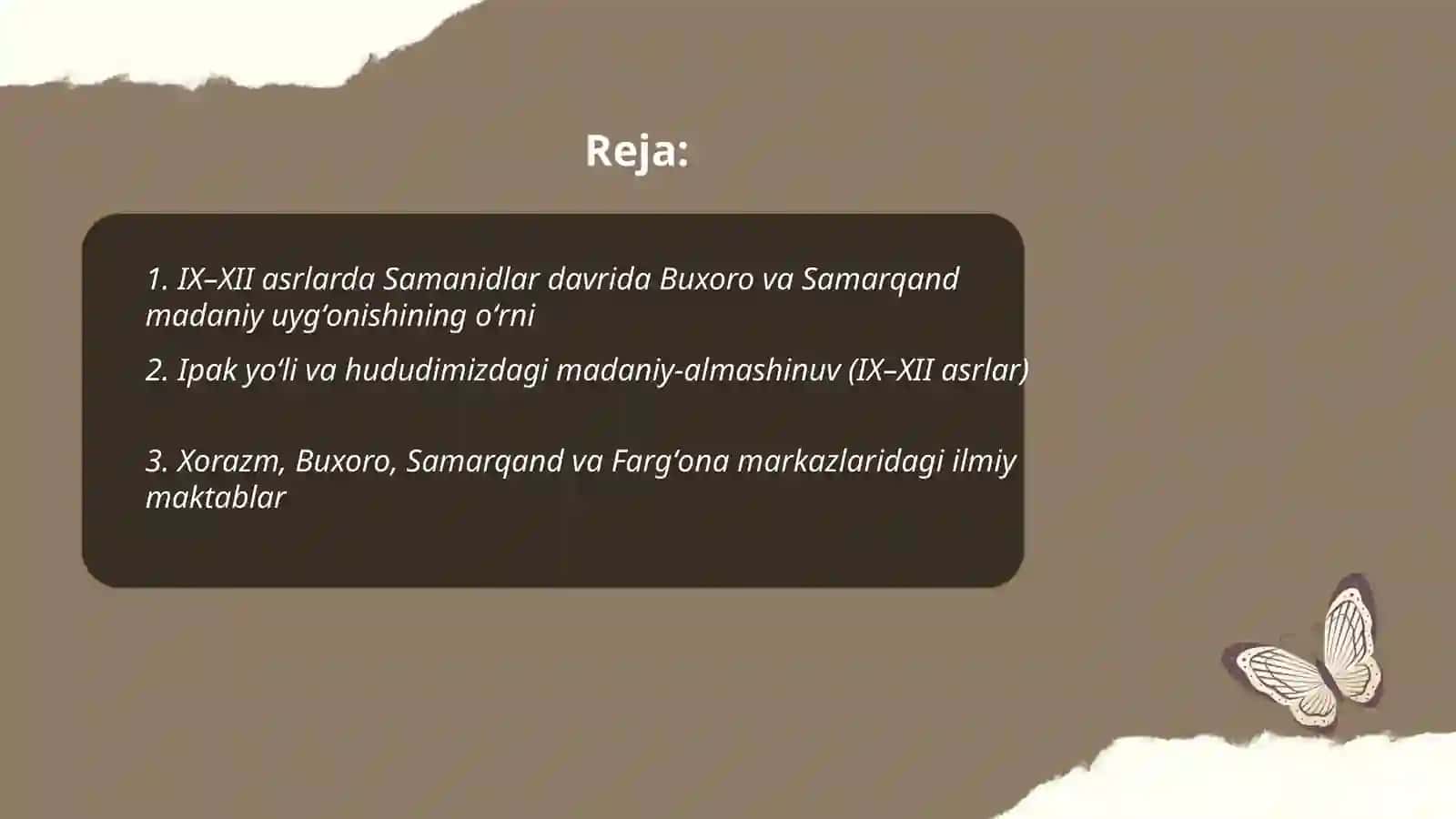 IX XII asrlarda mamlakatimiz hududida roʻy bergan madaniy uygʻonish (Renessans) 2