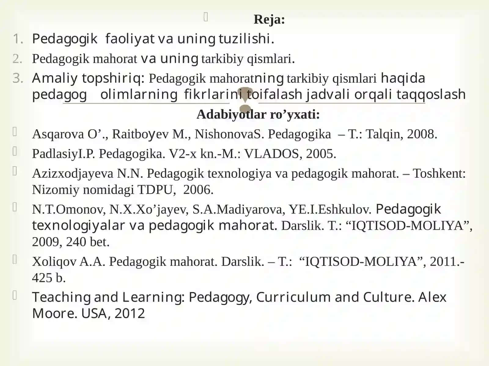 Pedagogik mahoratning asosiy tarkibiy qismlari 2