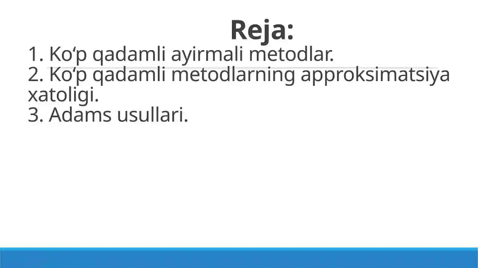 Koshi masalasini taqribiy yechishda ko‘p qadamli metod 2