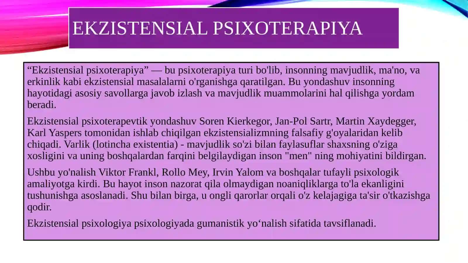 Guruhga ekzistensial yondashuv 2