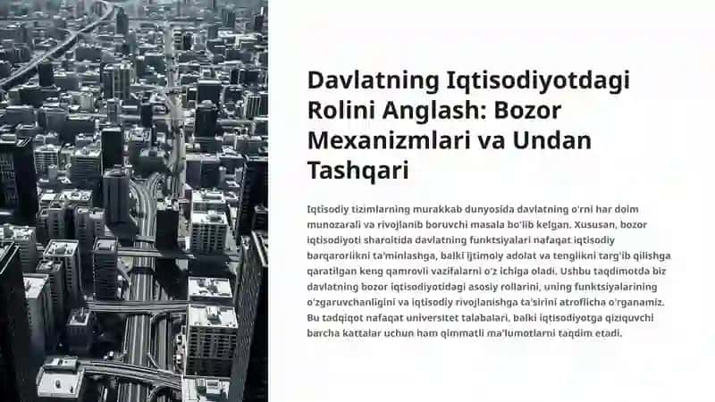 Davlatning iqtisodiyotdagi roli va o'rni. Bozor iqtisodiyotidagi davlat funktsiyalari 2