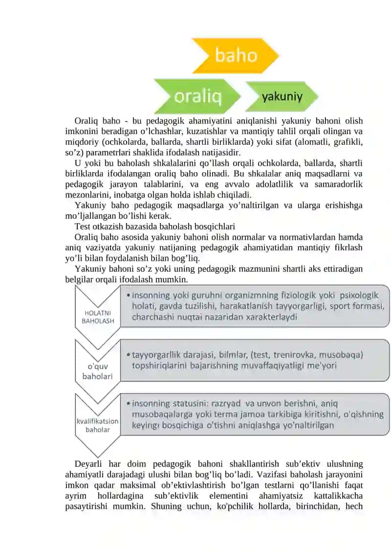 MA’RUZA. SPORTDA PEDAGOGIK BAHOLASH 2