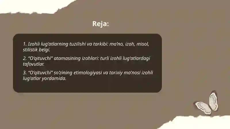 Izohli lugʻatlar bilan ishlash va oʻqituvchi atamasi haqida ma’lumot toʻplash 2