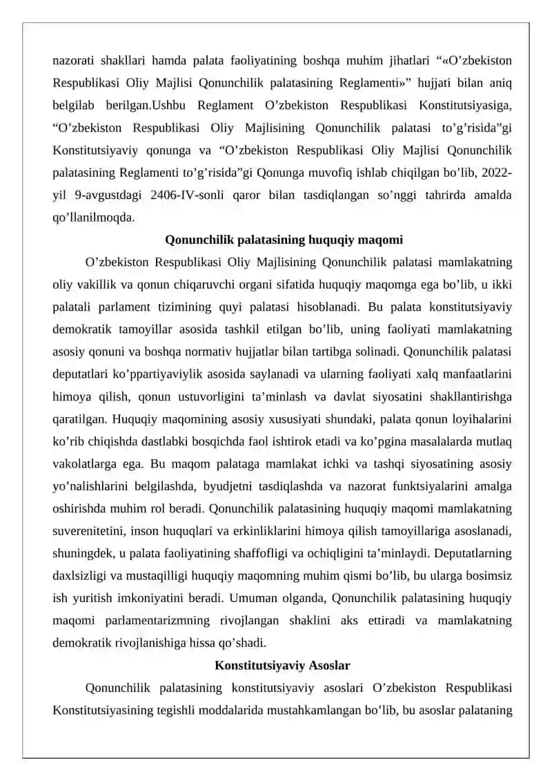 Qonunchilik palatasi reglamenti 2