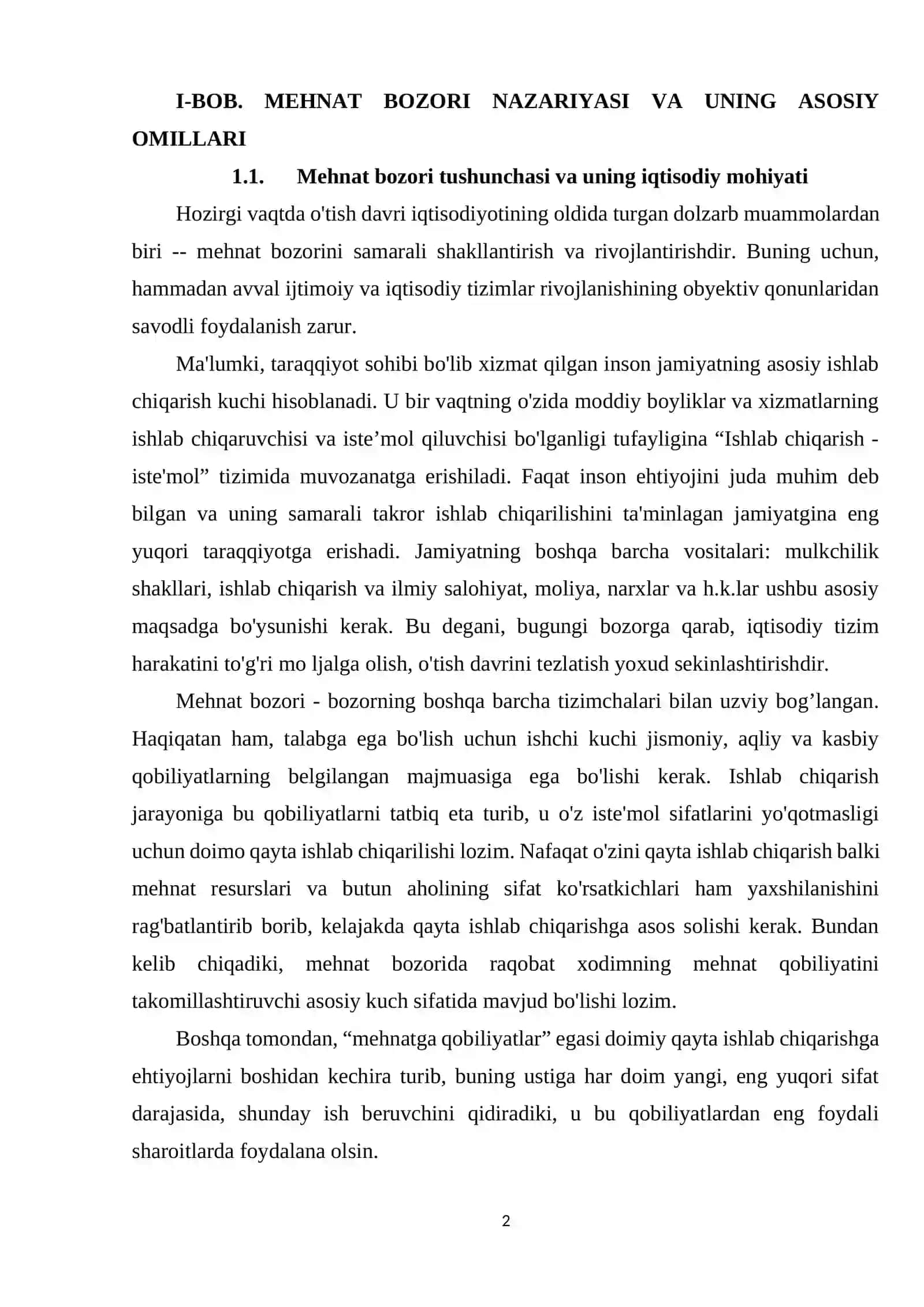 Oʻzbekistonda mehnat bozorining shakllanishi va rivojlanishi 2