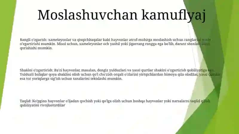 Turli Mintaqalarda Tarqalgan Hayvonlarning Adaptatsiya Xususiyatlari 2