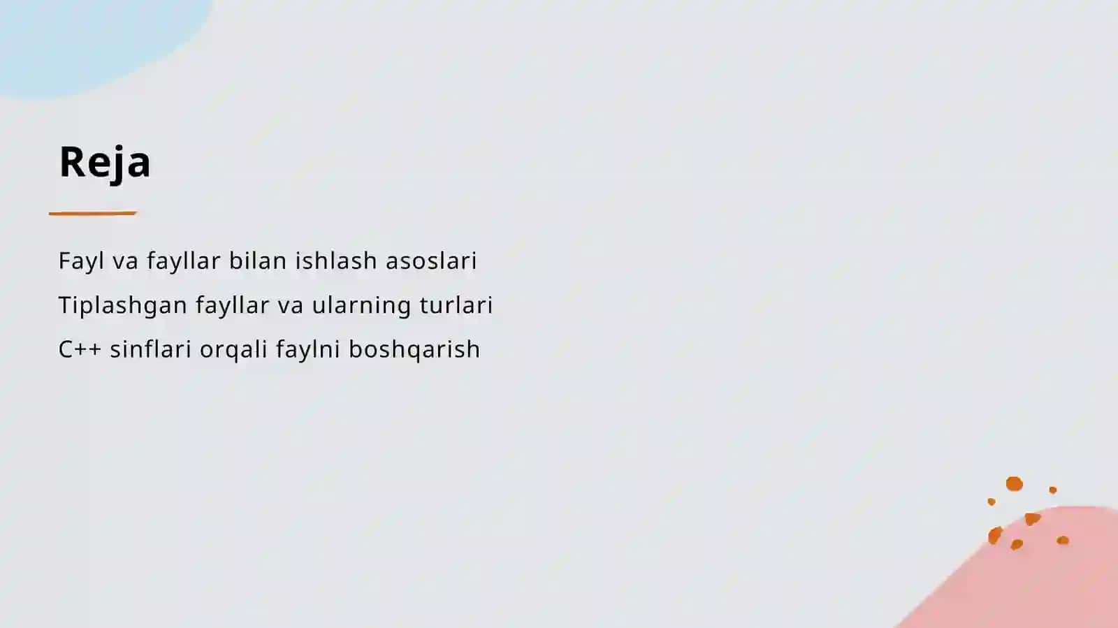 Fayllar va fayllar bilan ishlash. Fayl. Tiplashgan fayllar. Fayllarni C++ sinflari orqali ishlash 2