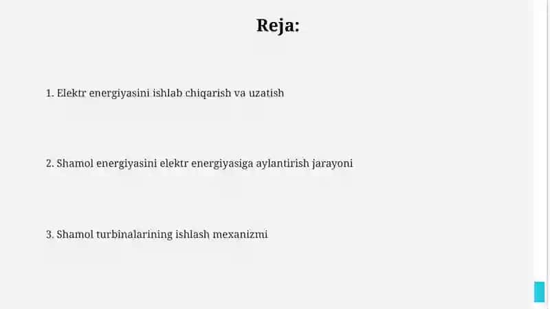 Shamol energiyasini elektr energiyasiga aylantirish jarayoni 2
