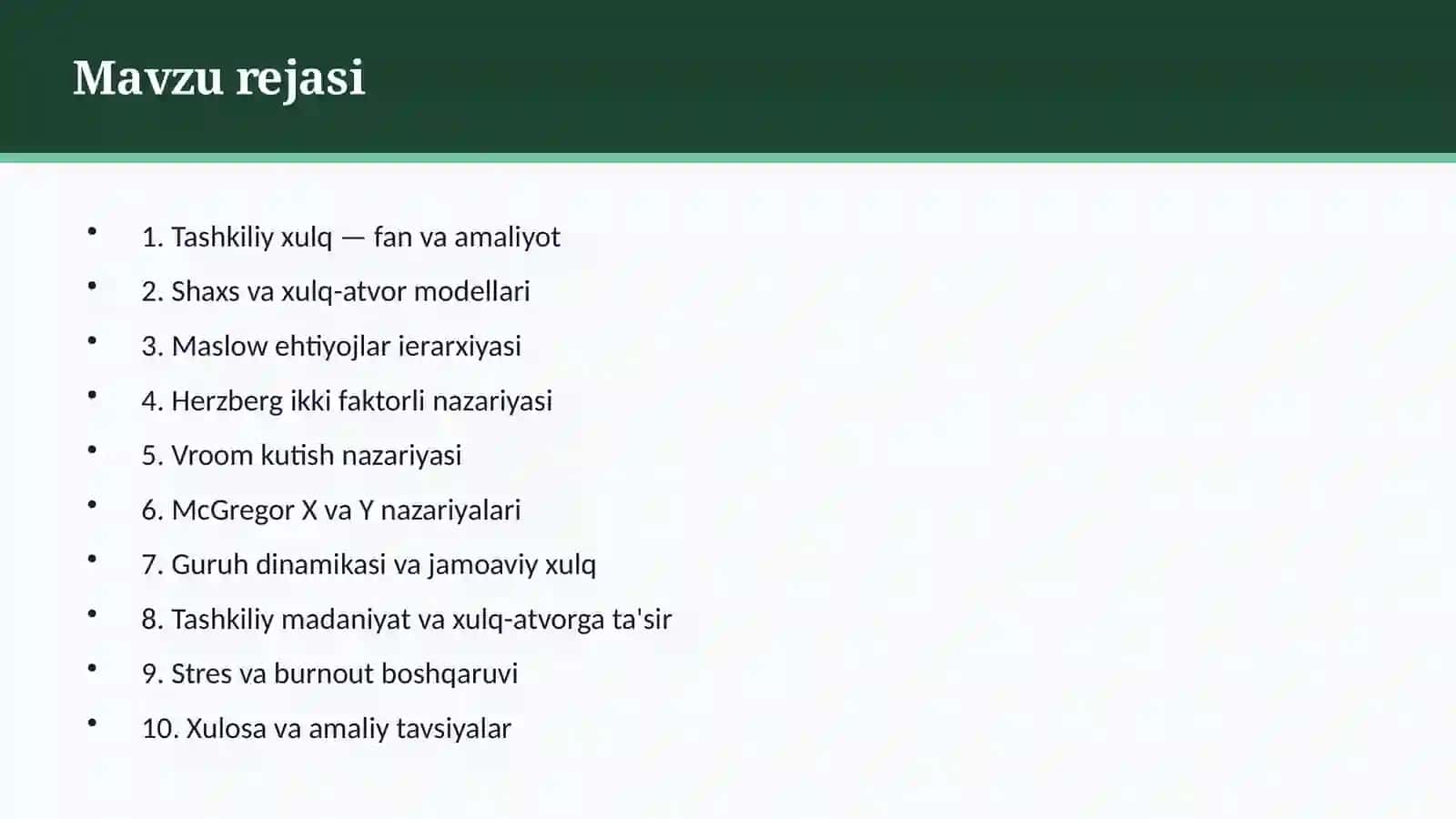 Tashkiliy Xulq: Xatti-harakatlar va Motivatsion Asoslar 2