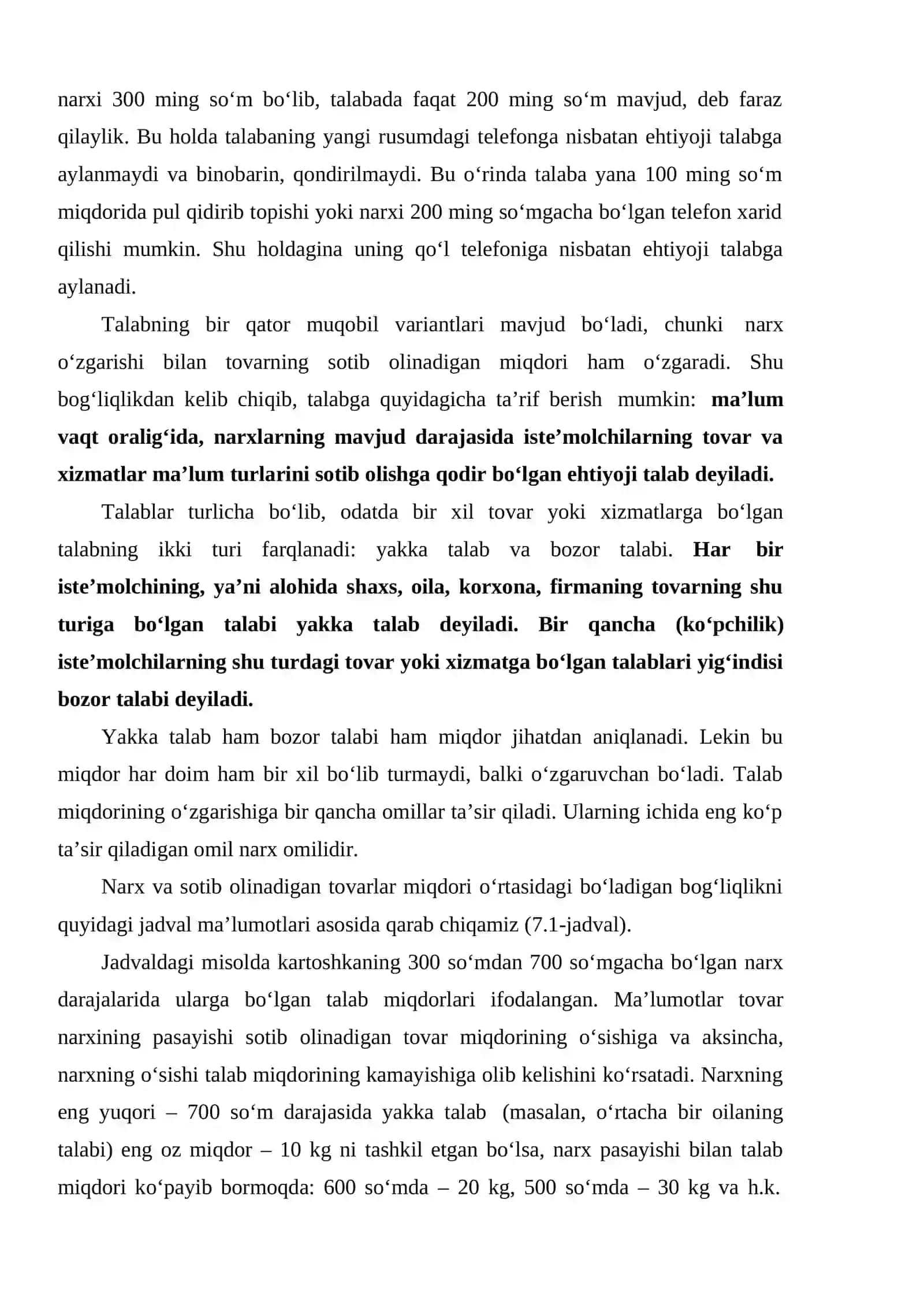 TALAB VA TAKLIF NAZARIYASI. BOZOR MUVOZANATI 2