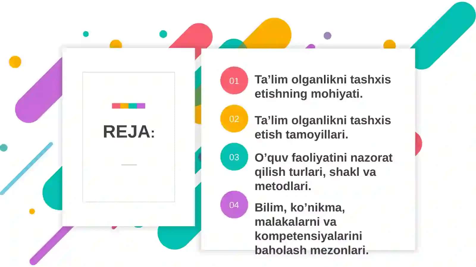 Ta’lim olganlikni tashxis etish 2
