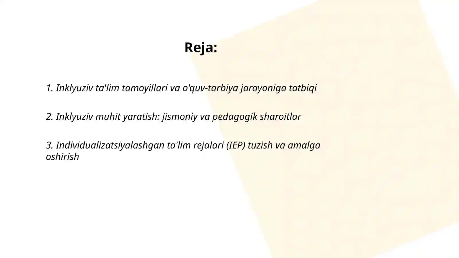 Inklyuziv ta'lim tizimida o'quv tarbiya jarayonining tashkil etilishi 2