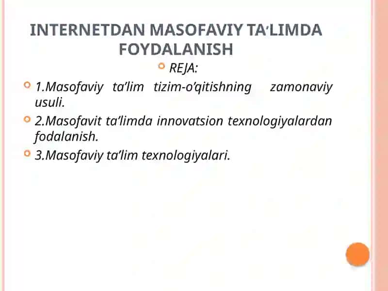 Masofaviy taʼlimning zamonaviy usullari 2
