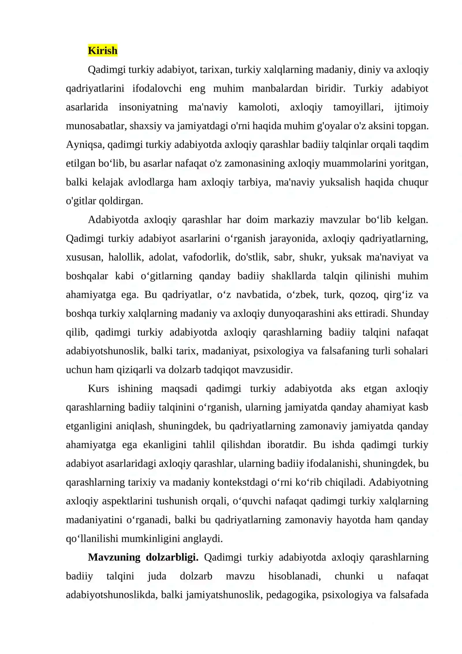 Qadimgi turkiy adabiyotida axloqiy qarashlarning badiiy talqini 2