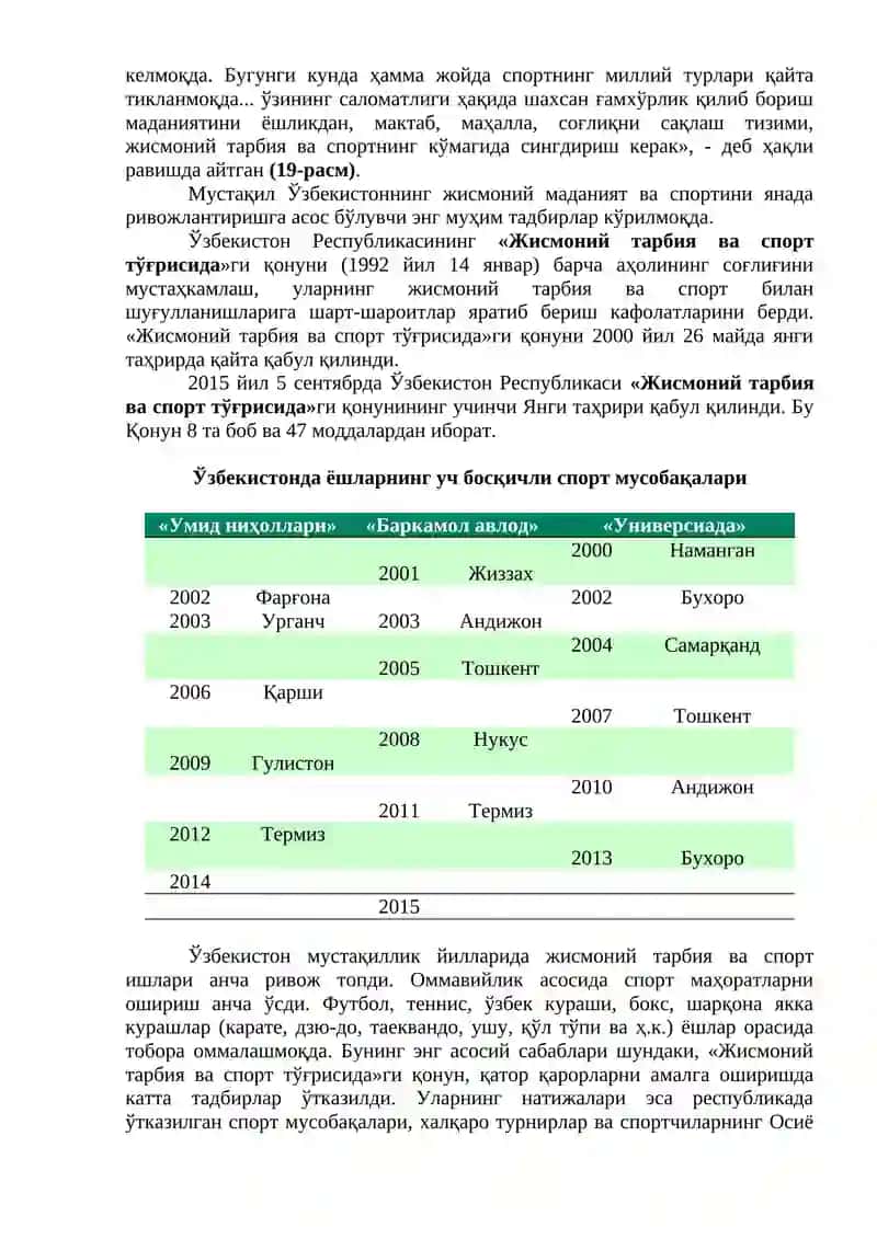 Ўзбекистонда жисмоний тарбия ва спортнинг ривожланиши (1920-1990 йй.) 2