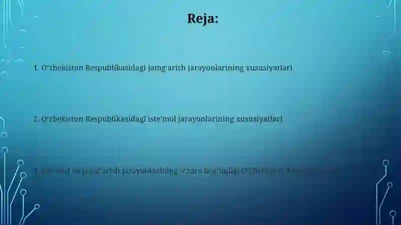 O'zbekiston Respublikasida iste’mol va jamg’arish jarayonlari hususiyatlari 2