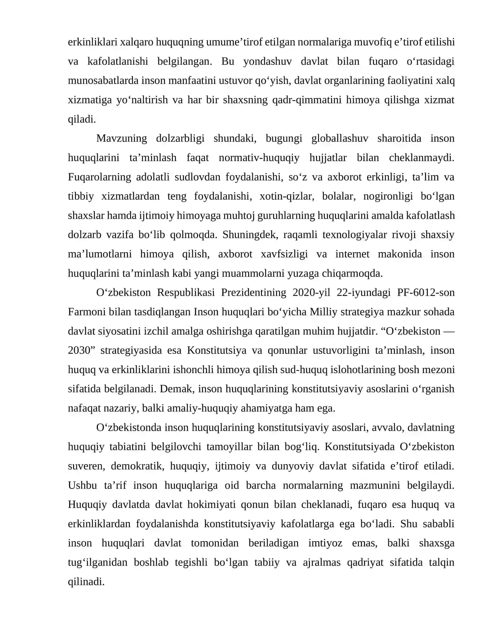 O‘ZBEKISTONDA INSON HUQUQLARINING KONSTITUTSIYAVIY ASOSLARI 2