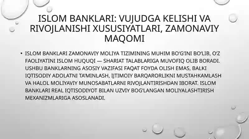 “Islom banklari: vujudga kelishi va rivojlanishi xususiyatlari, zamonaviy maqomi” 2