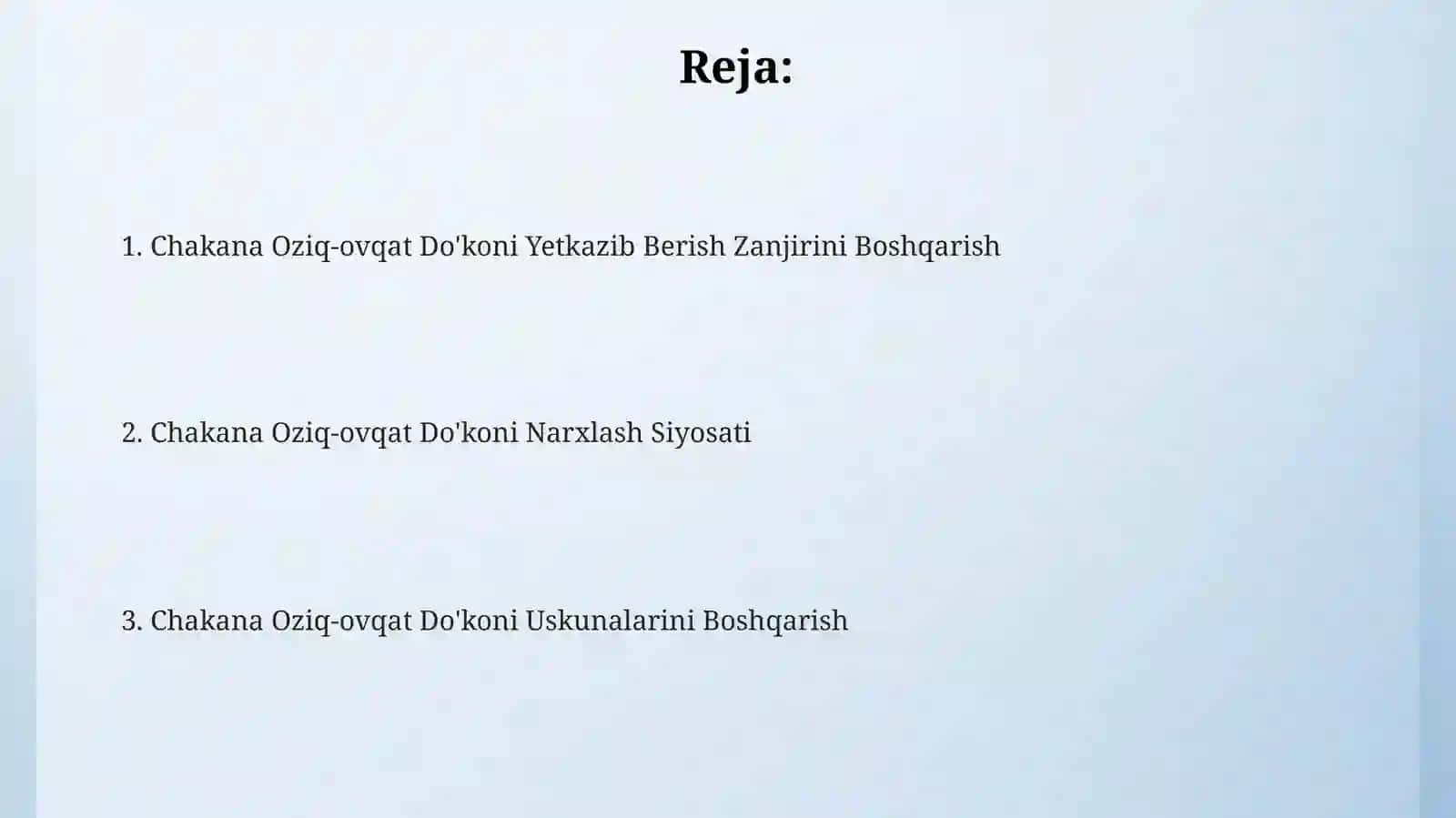 Chakanaoziqovqatdókoniningnarxlaritaʼminotvajihozlarniboshqarish 2