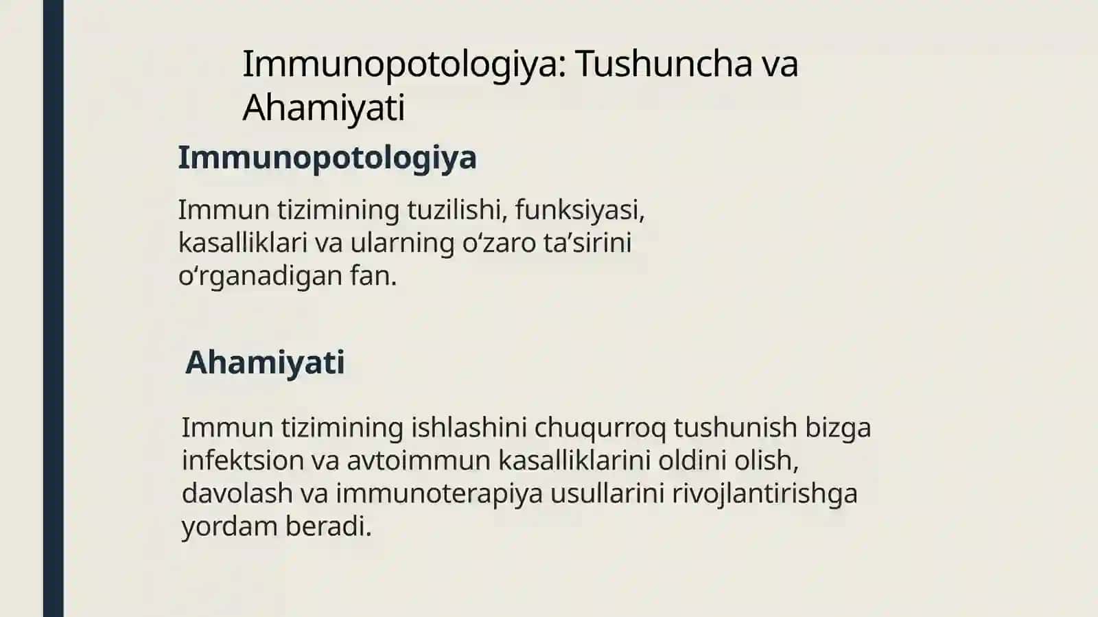 Immunopotolgiya,hozirgi zamon klassifikatsiyasi:tugʻma va orttirilgan immun Taqdimot tibbiyot tanqisligi 2