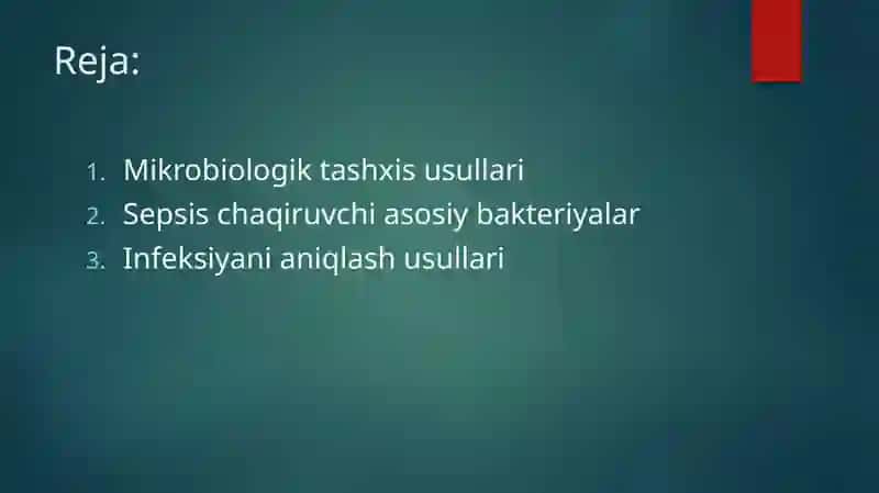 Mikrobiologik taşxis va sepsis chaqiruvchi bakteriyalar 2