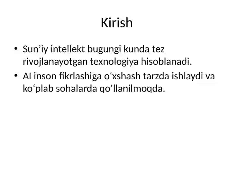 Sun’iy intellekt (AI) va uning hayotimizdagi o‘rni 2