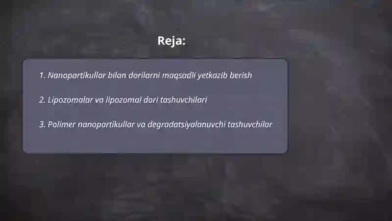 Nanopartikullar bilan dorilarni maqsadli yetkazib berish 2