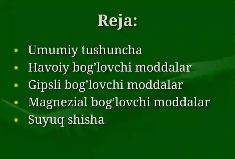 MINERAL BOG’LOVCHI MODDALAR. Нavoiy bog’lovchi moddalar. 2