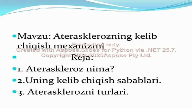 Aterosklerozning kelib chiqish mexanizmi 2