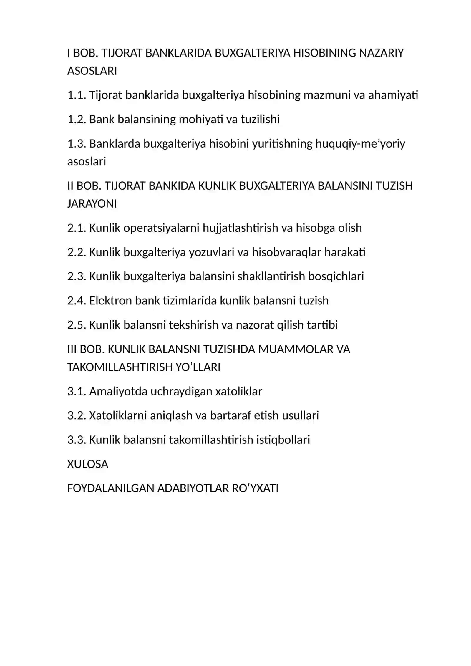 TIJORAT BANKIDA KUNLIK BUXGALTERIYA BALANSINI TUZISH TARTIBI 2