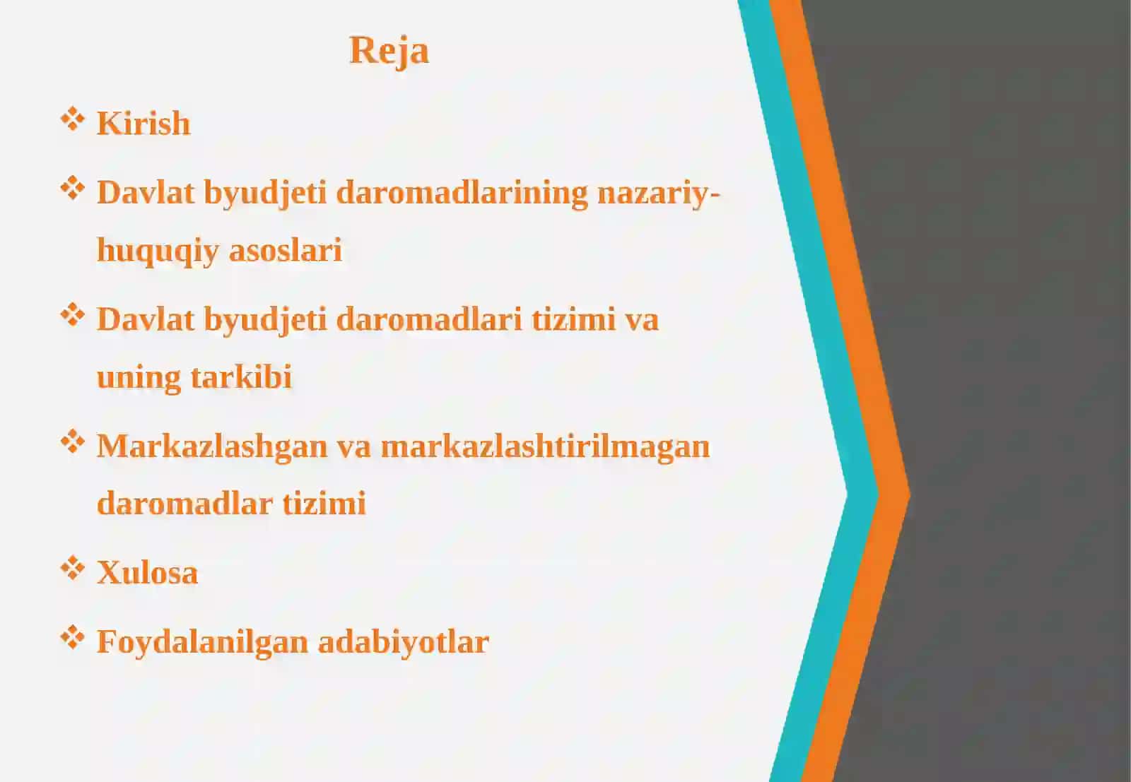 Davlat byudjetida daromadlar tushunchasi va tizimi: markazlashgan va markazlashtirilmagan daromadlar 2