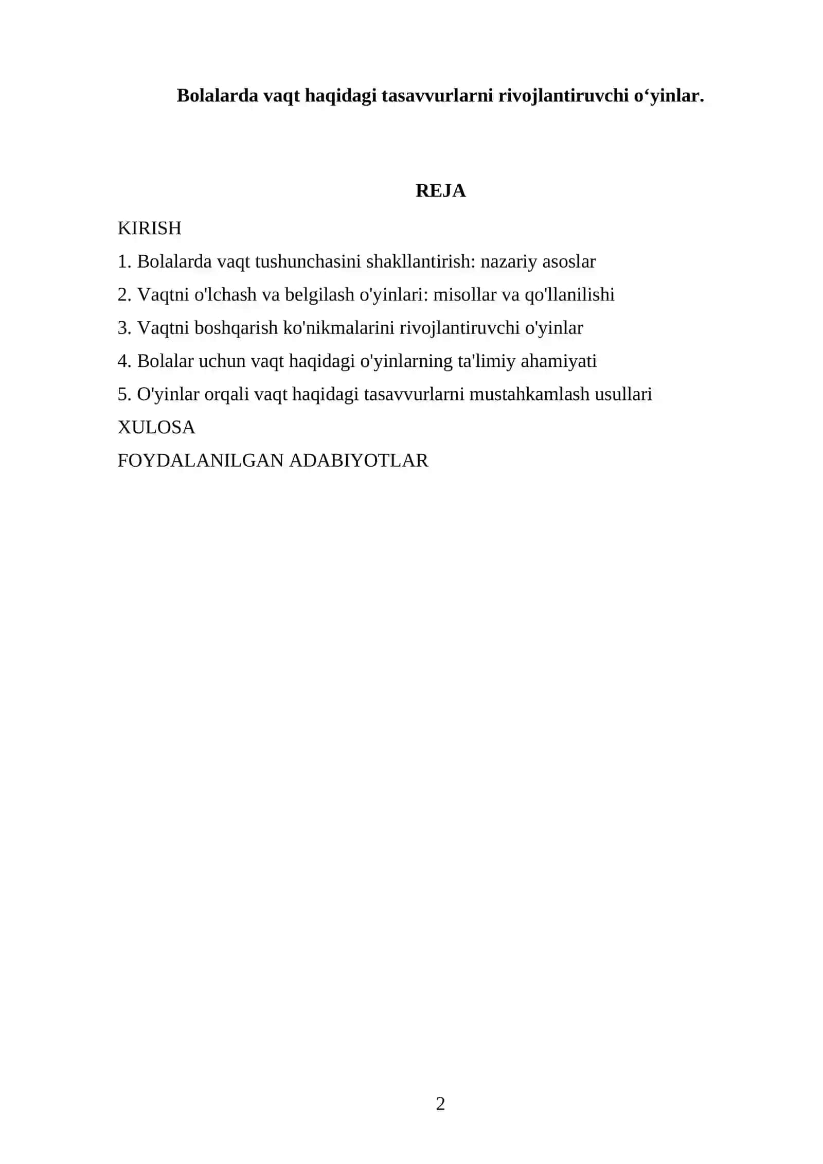 Bolalarda vaqt haqidagi tasavvurlarni rivojlantiruvchi o‘yinlar 2