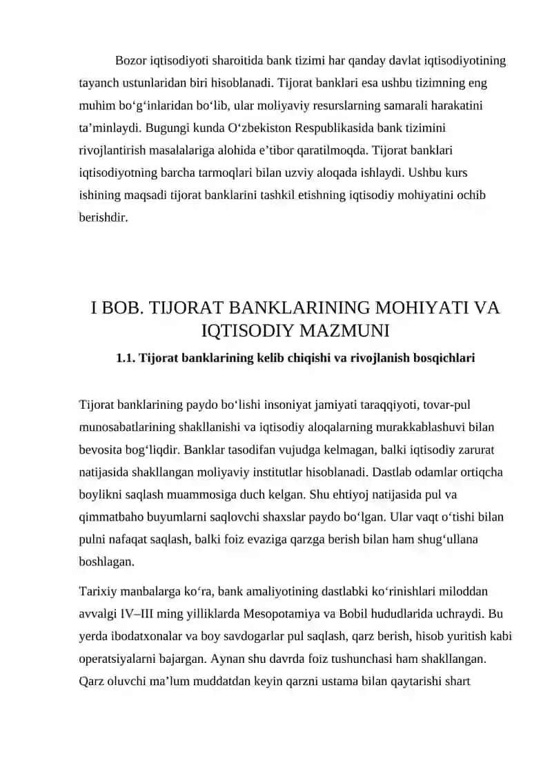 TIJORAT BANKLARINI TASHKIL ETISHNING IQTISODIY ASOSLARI 2
