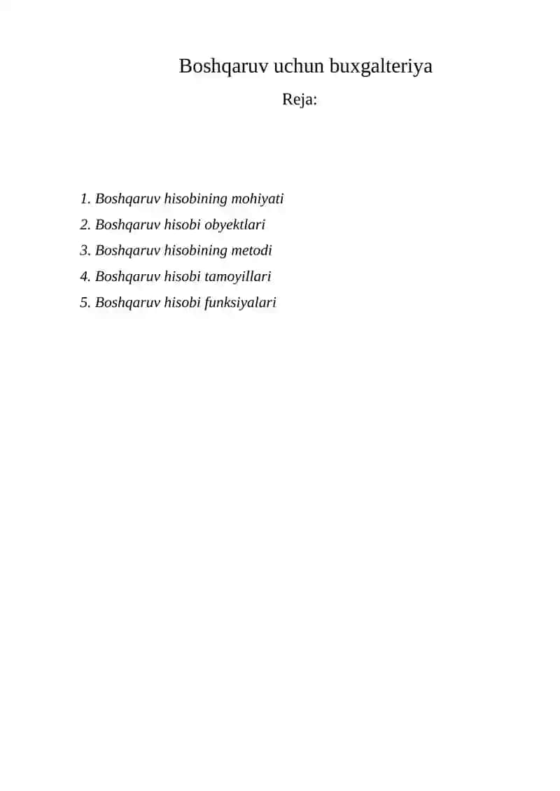 Boshqaruv hisobi 2