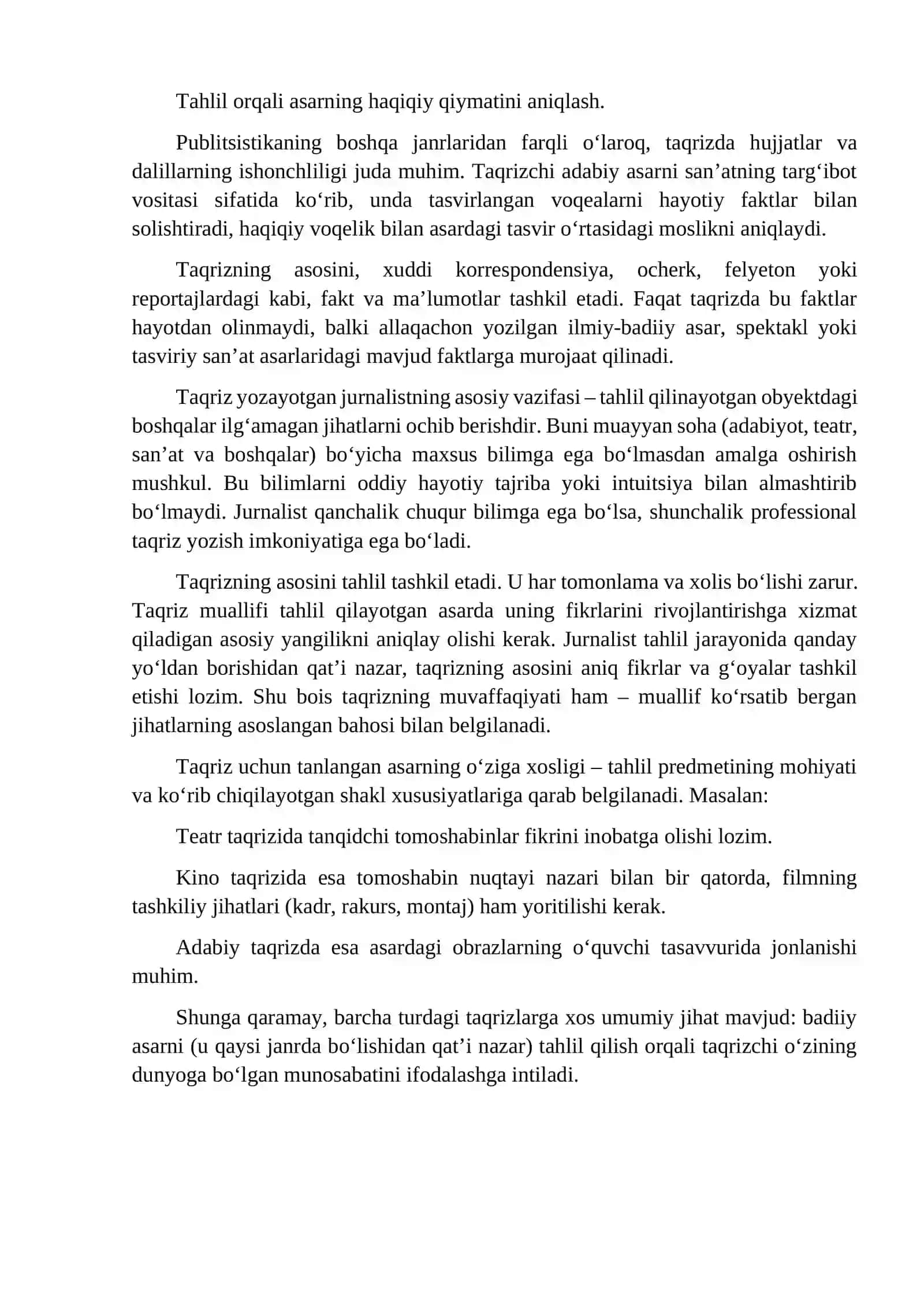 Taqriz va uning turlari 2