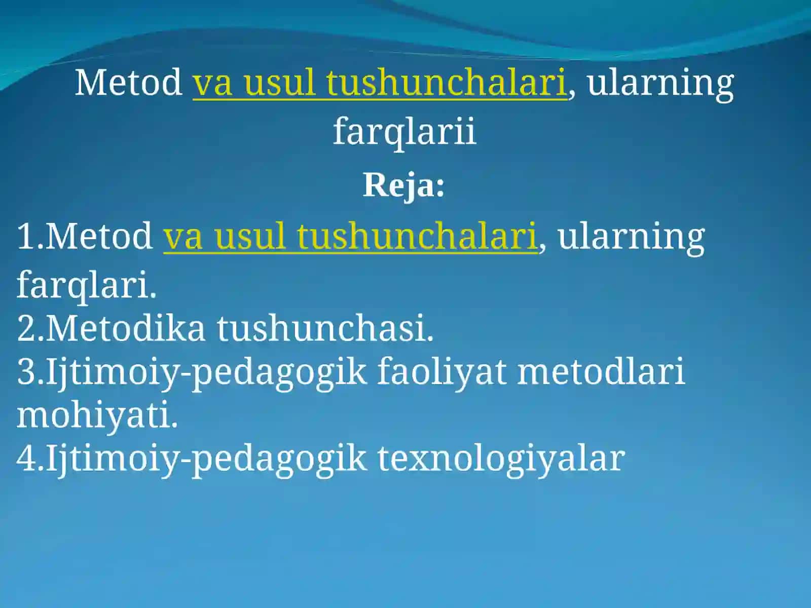 Metod va usul tushunchalari, ularning farqlarii. 2