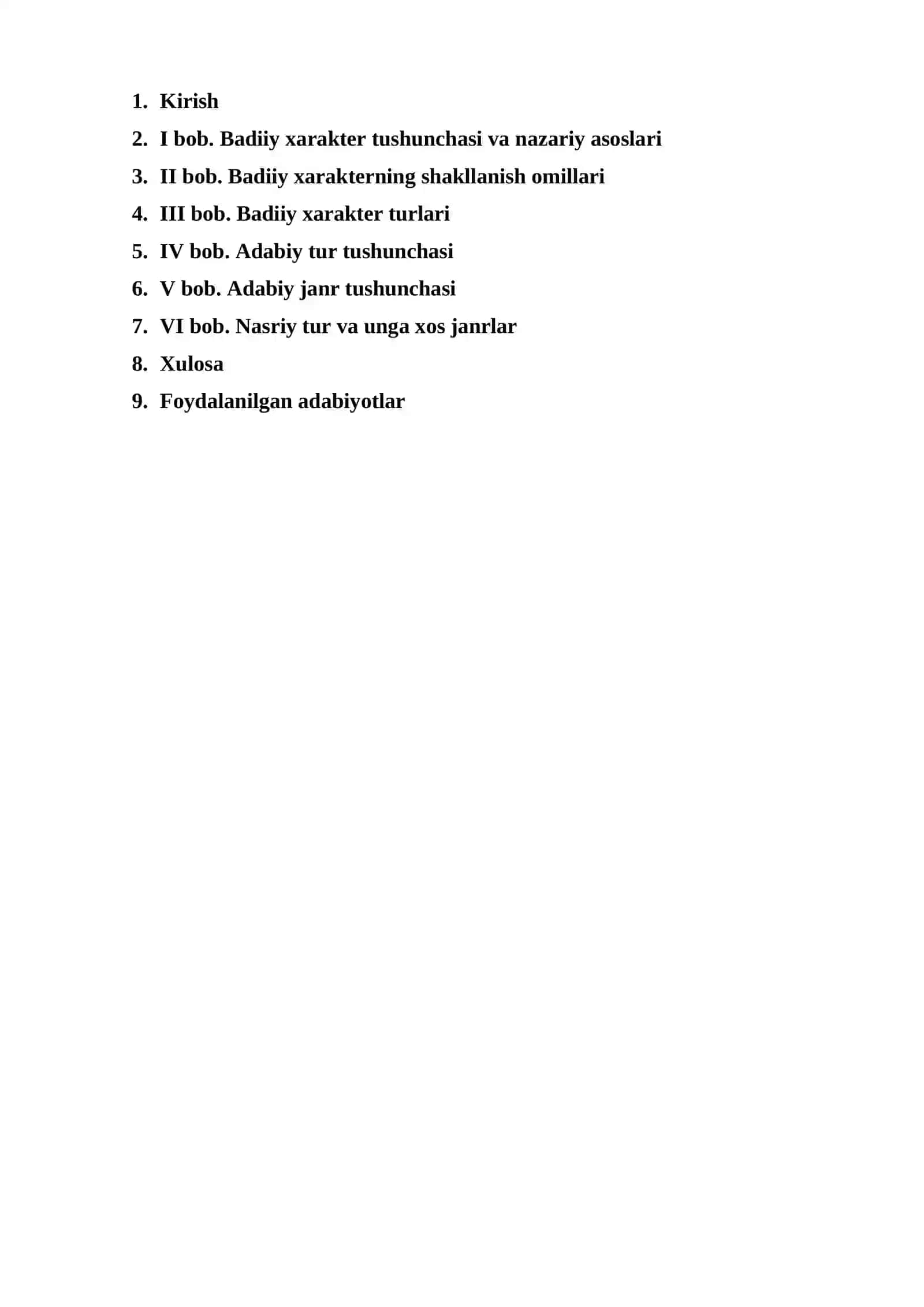 Badiy harakter va adabiy tur (KURS ISHI) 2